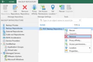 วิธีลบ Backup Repository ออกจาก Veeam