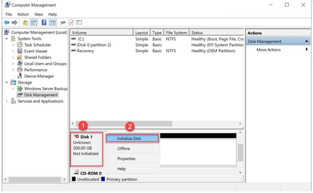 วิธีการสร้างไดร์ (Partition) ที่เป็น Offline ให้เป็น Online พร้อมใช้งาน สำหรับ Windows