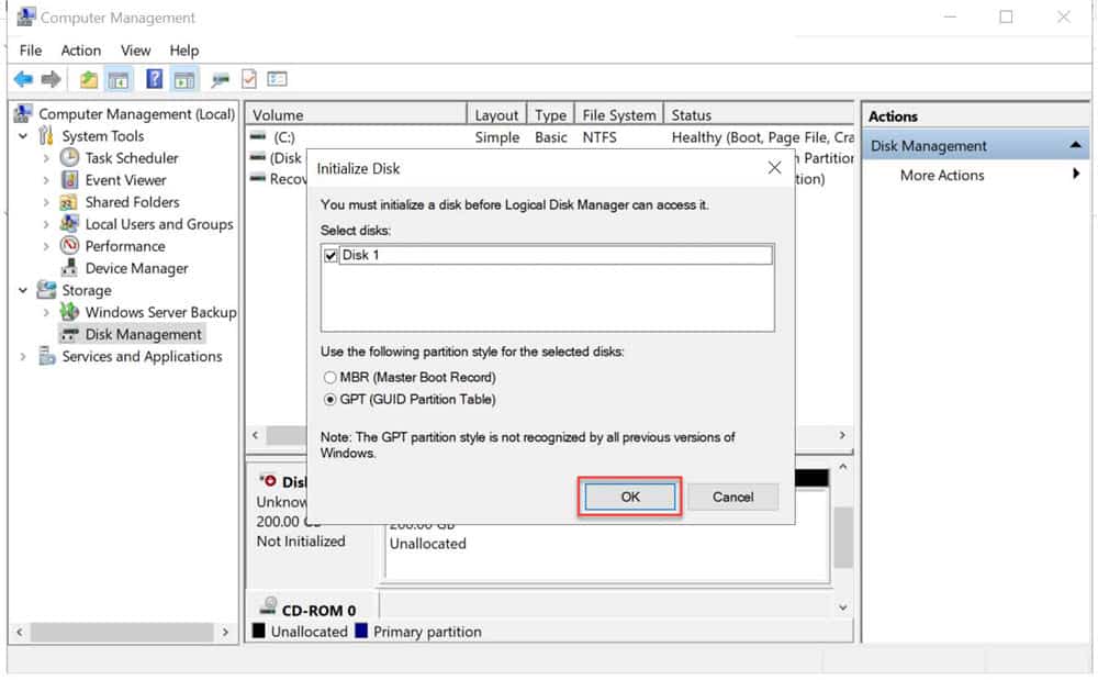 วิธีการสร้างไดร์ (Partition) ที่เป็น Offline ให้เป็น Online พร้อมใช้งาน สำหรับ Windows