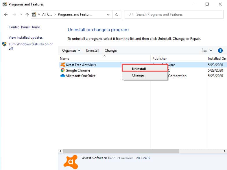 วิธีถอนการติดตั้งโปรแกรม Avast Free Antivirus