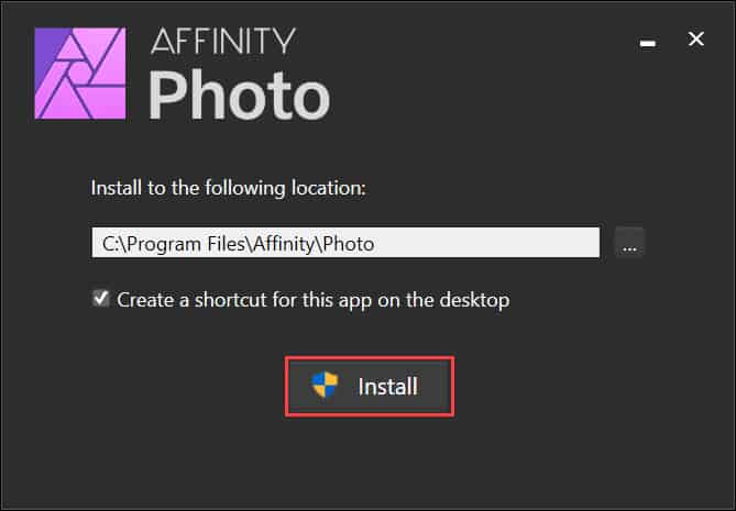 วิธีติดตั้งโปรแกรม Affinity Photo