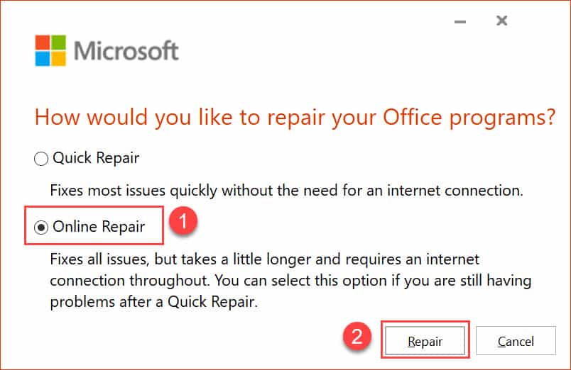 วิธีแก้ไข Microsoft 365 (Word, Excel, PowerPoint, Outlook) Application Error 0xc0000142