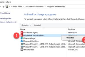 วิธีถอนการติดตั้ง Bitdefender Antivirus Free Edition