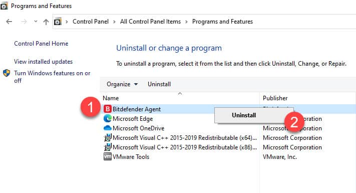 วิธีถอนการติดตั้ง Bitdefender Antivirus Free Edition