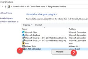 วิธีถอนการติดตั้งโปรแกรม WinRAR