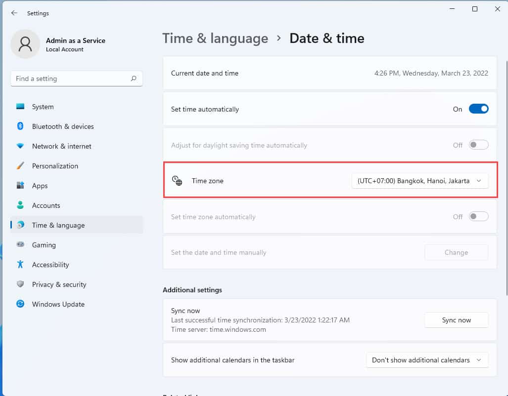 วิธีตั้งค่า Time zone ของ Windows 11