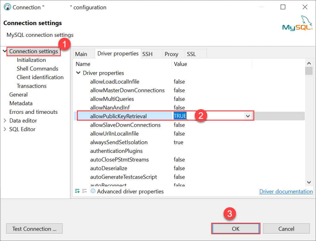 วิธีแก้ไขโปรแกรม DBeaver แจ้งเตือน Public Key Retrieval is not allowed สำหรับ MySQL