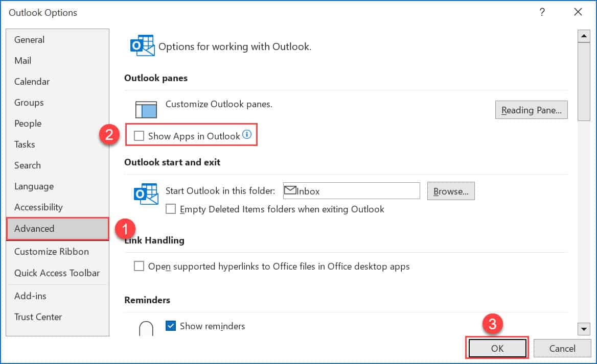 วิธีย้ายตำแหน่ง Navigation Pane ใน Outlook จากด้านซ้าย เป็น ด้านล่าง